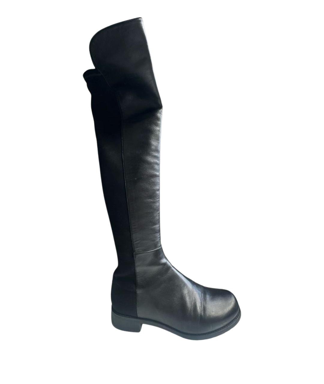 STUART WEITZMAN Черные кожаные ботфорты, фото 1