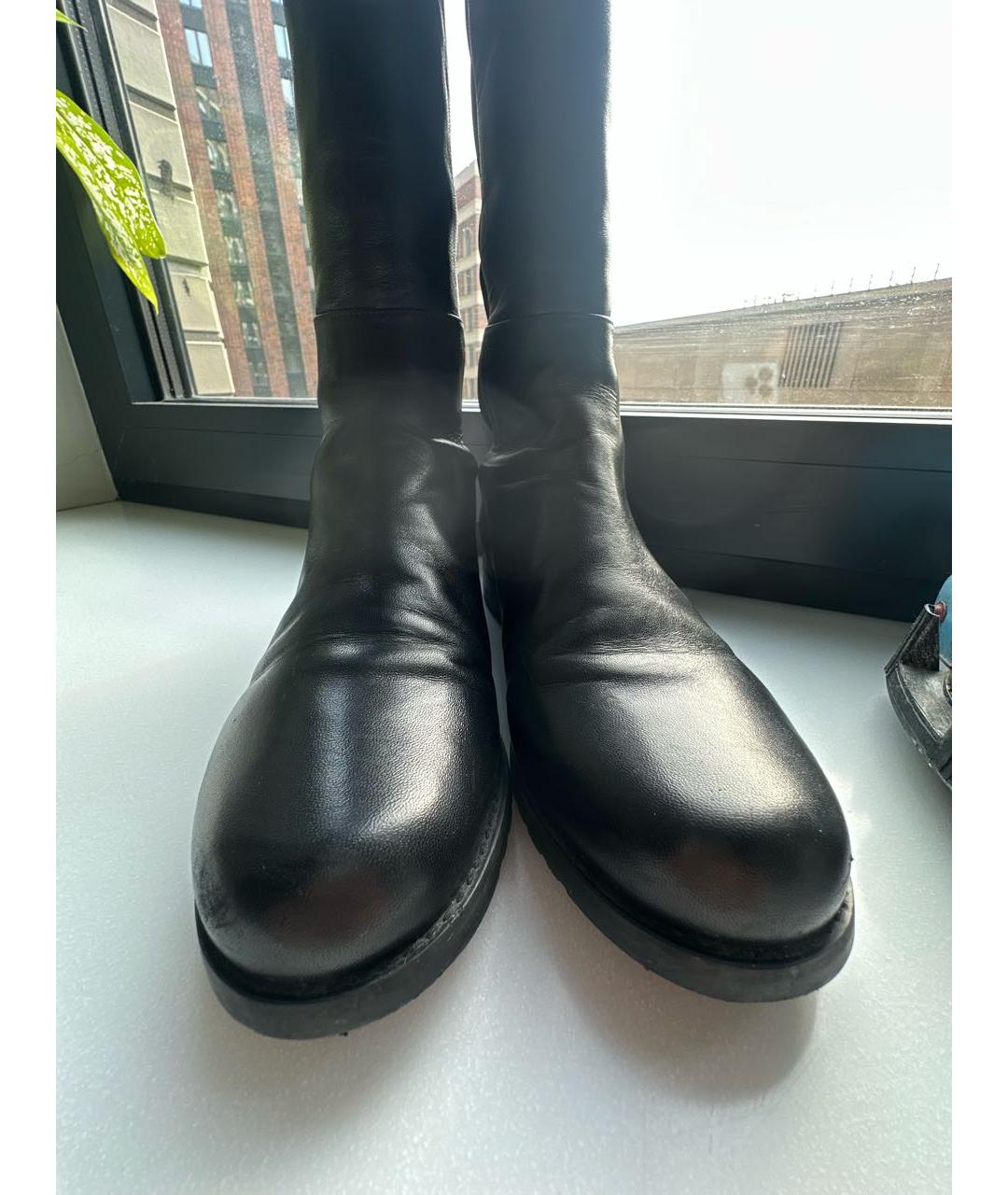 STUART WEITZMAN Черные кожаные ботфорты, фото 2