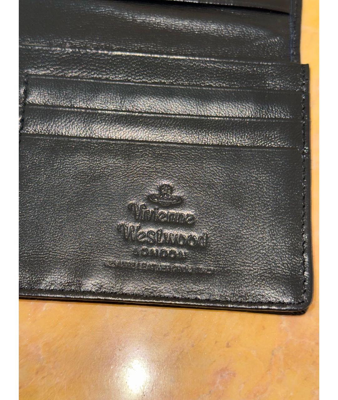 VIVIENNE WESTWOOD Черный кожаный кошелек, фото 4