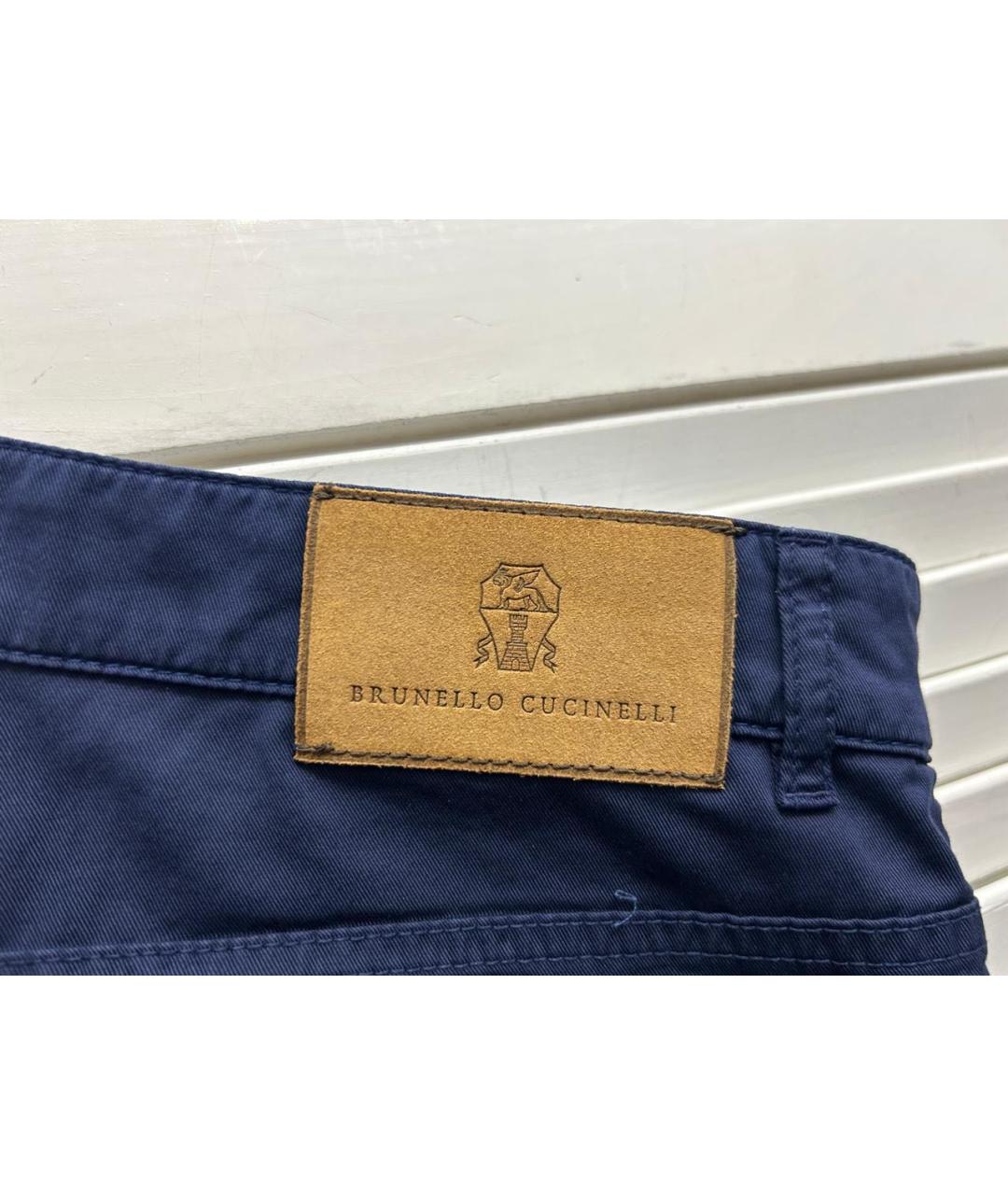 BRUNELLO CUCINELLI Темно-синие хлопковые прямые джинсы, фото 6