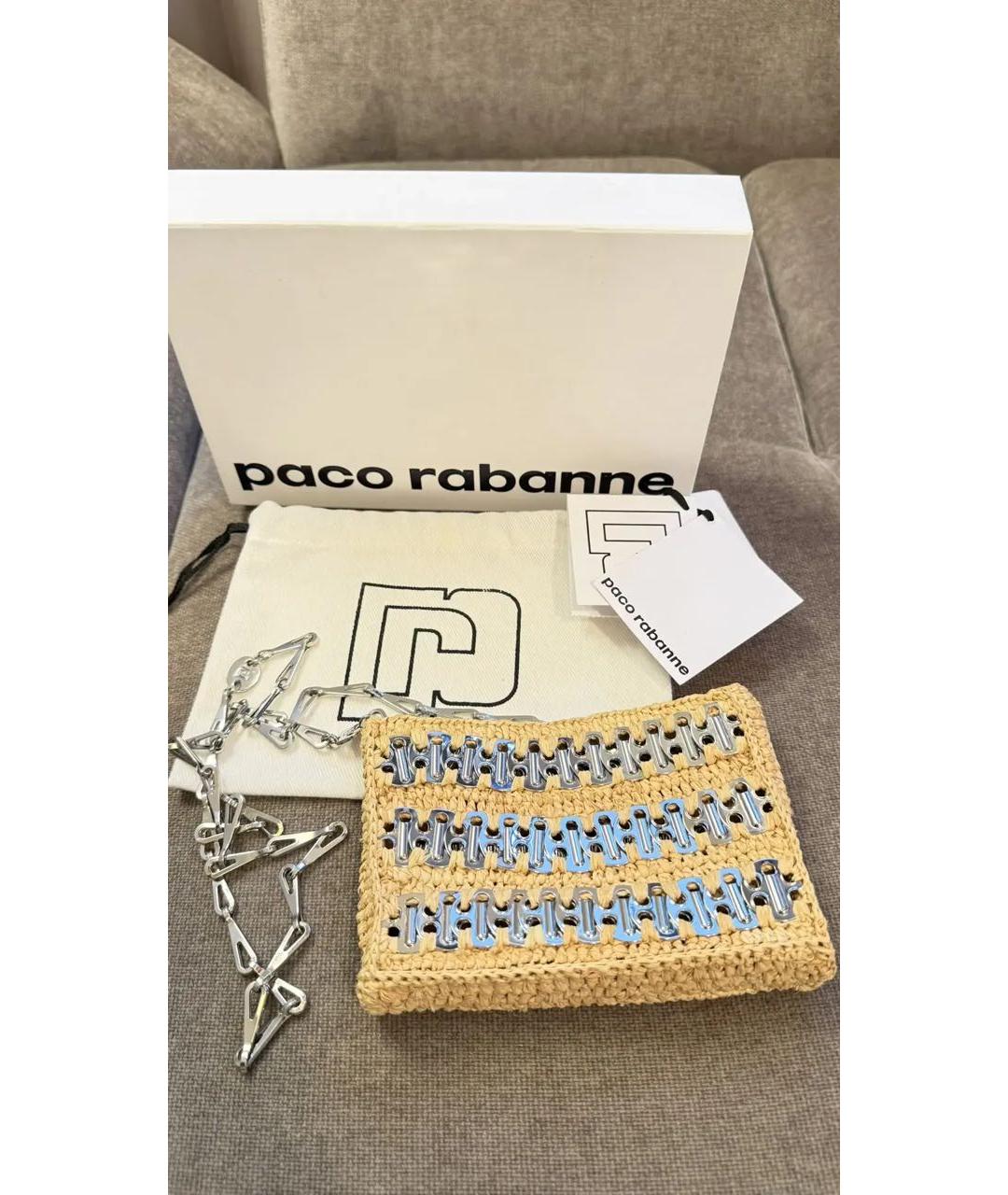 PACO RABANNE Бежевая плетеная сумка через плечо, фото 4