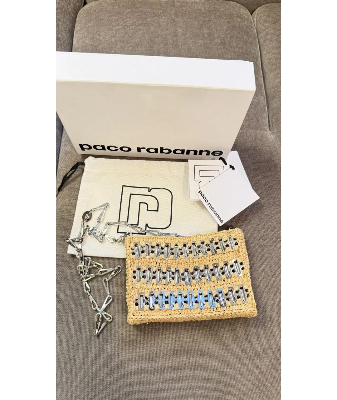 PACO RABANNE Бежевая плетеная сумка через плечо, фото 3