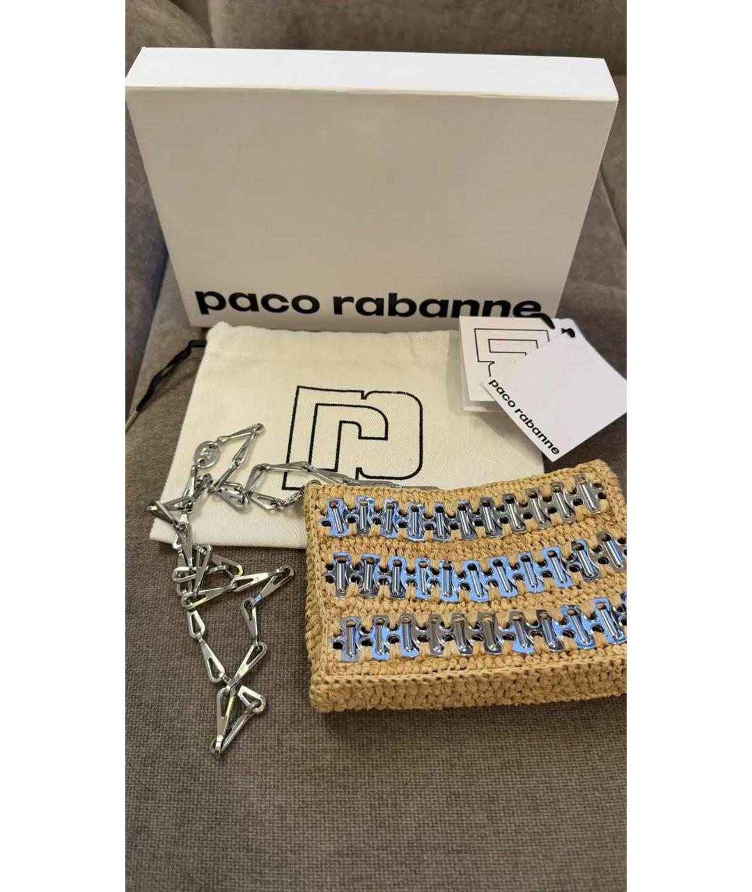 PACO RABANNE Бежевая плетеная сумка через плечо, фото 2