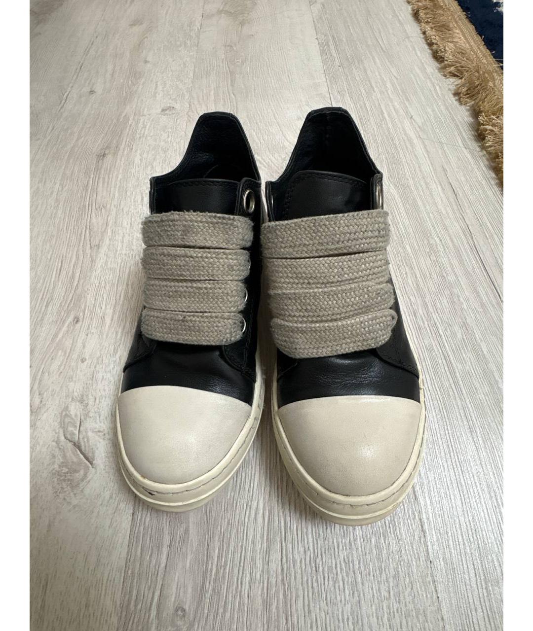 RICK OWENS Белые кожаные низкие кроссовки / кеды, фото 2