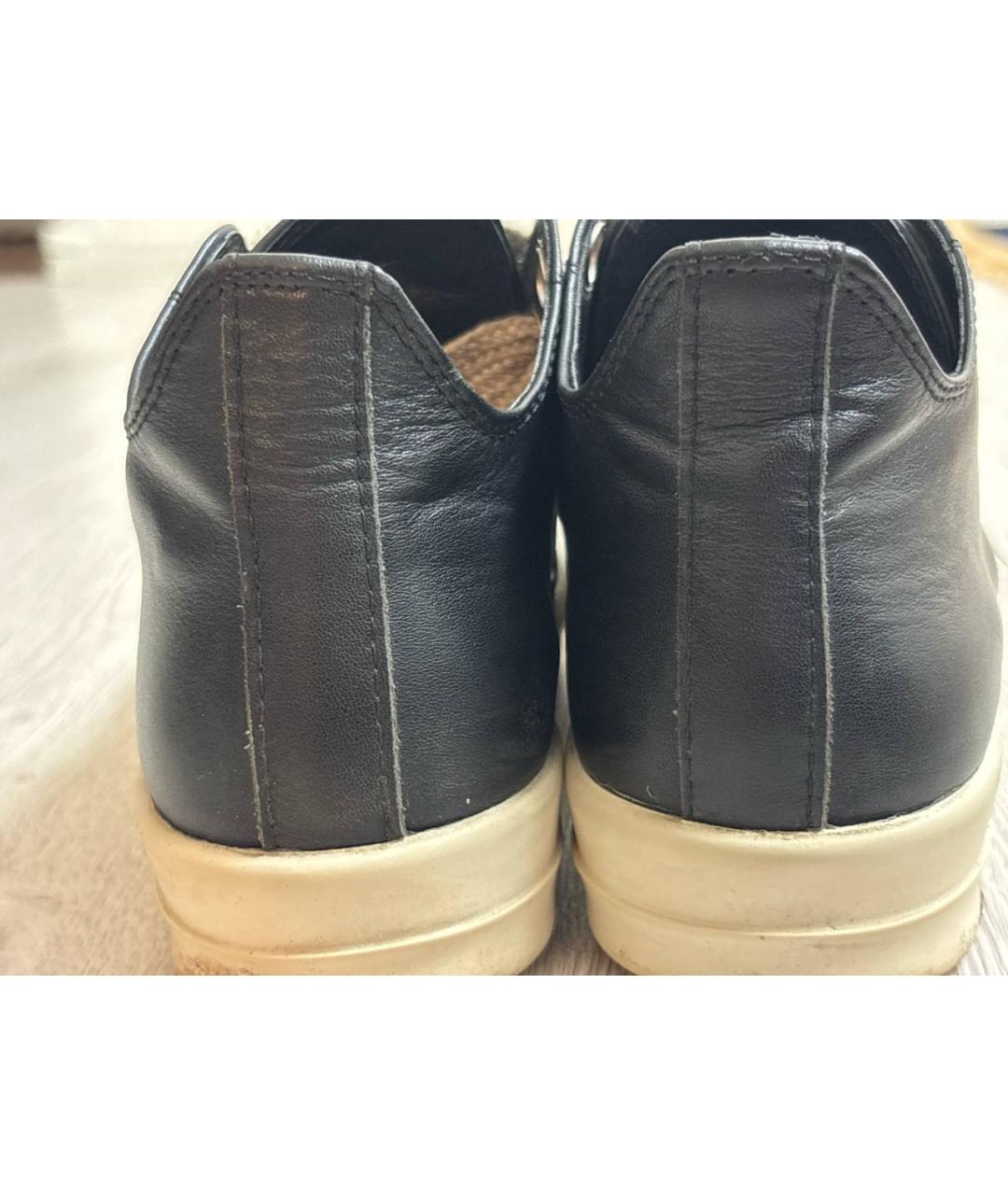 RICK OWENS Белые кожаные низкие кроссовки / кеды, фото 4