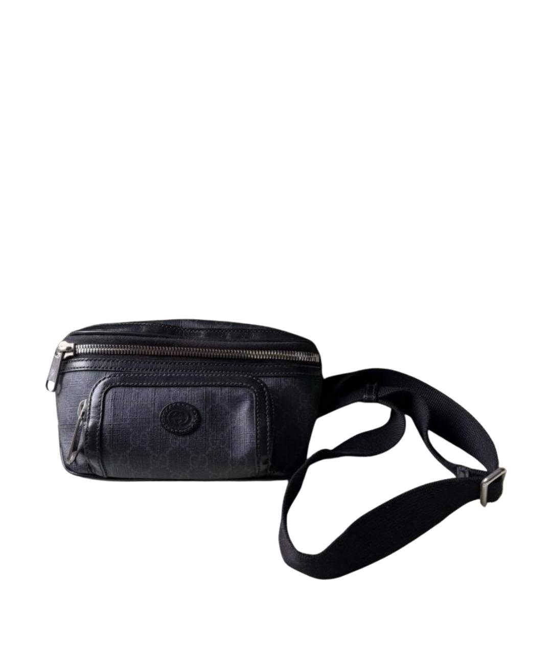 GUCCI Черная поясная сумка из канвы, фото 1