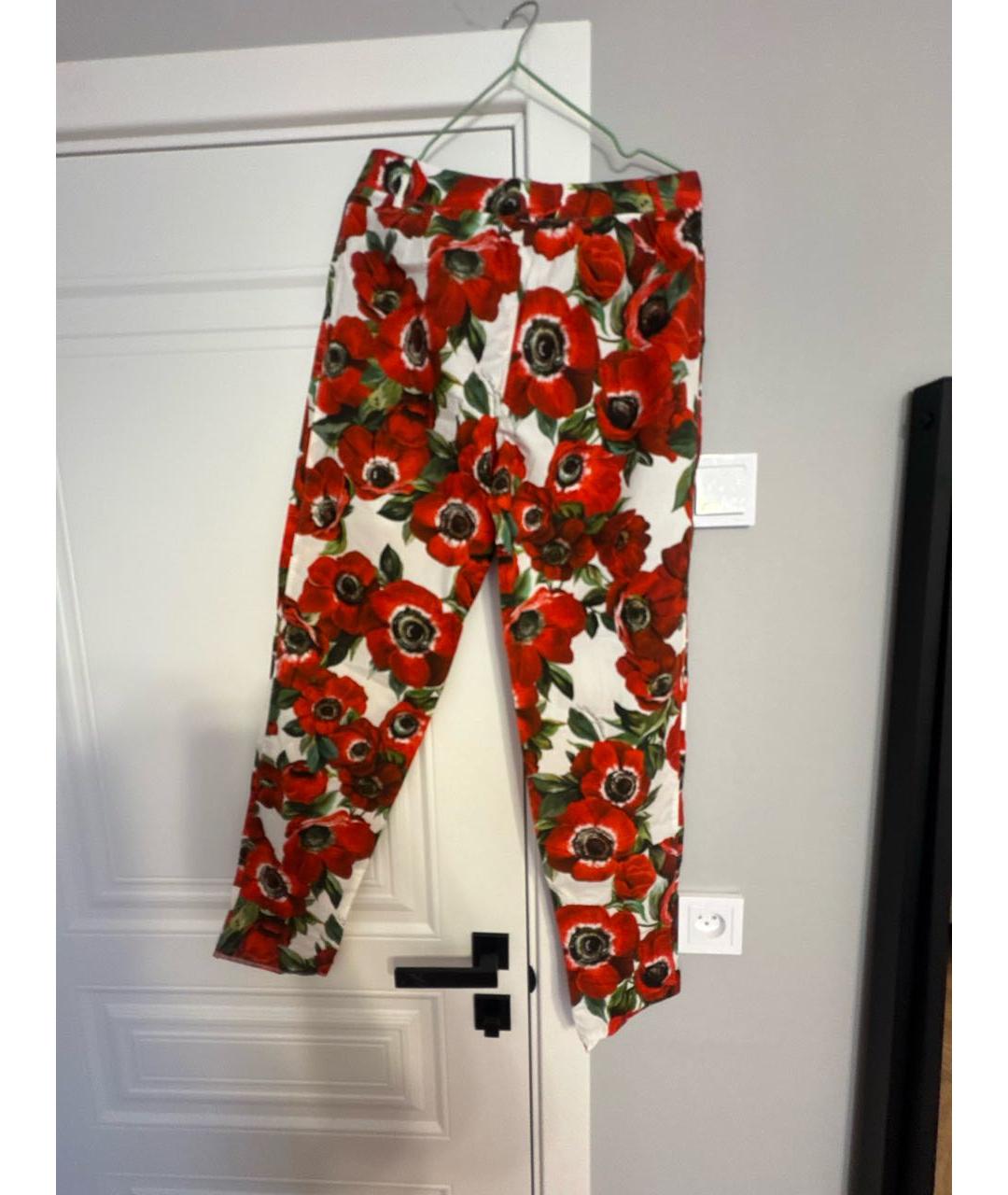 DOLCE&GABBANA Красные хлопковые прямые брюки, фото 2