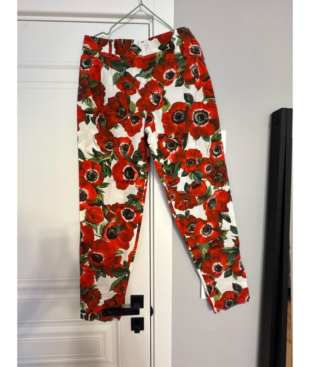 DOLCE&GABBANA Красные хлопковые прямые брюки, фото 5