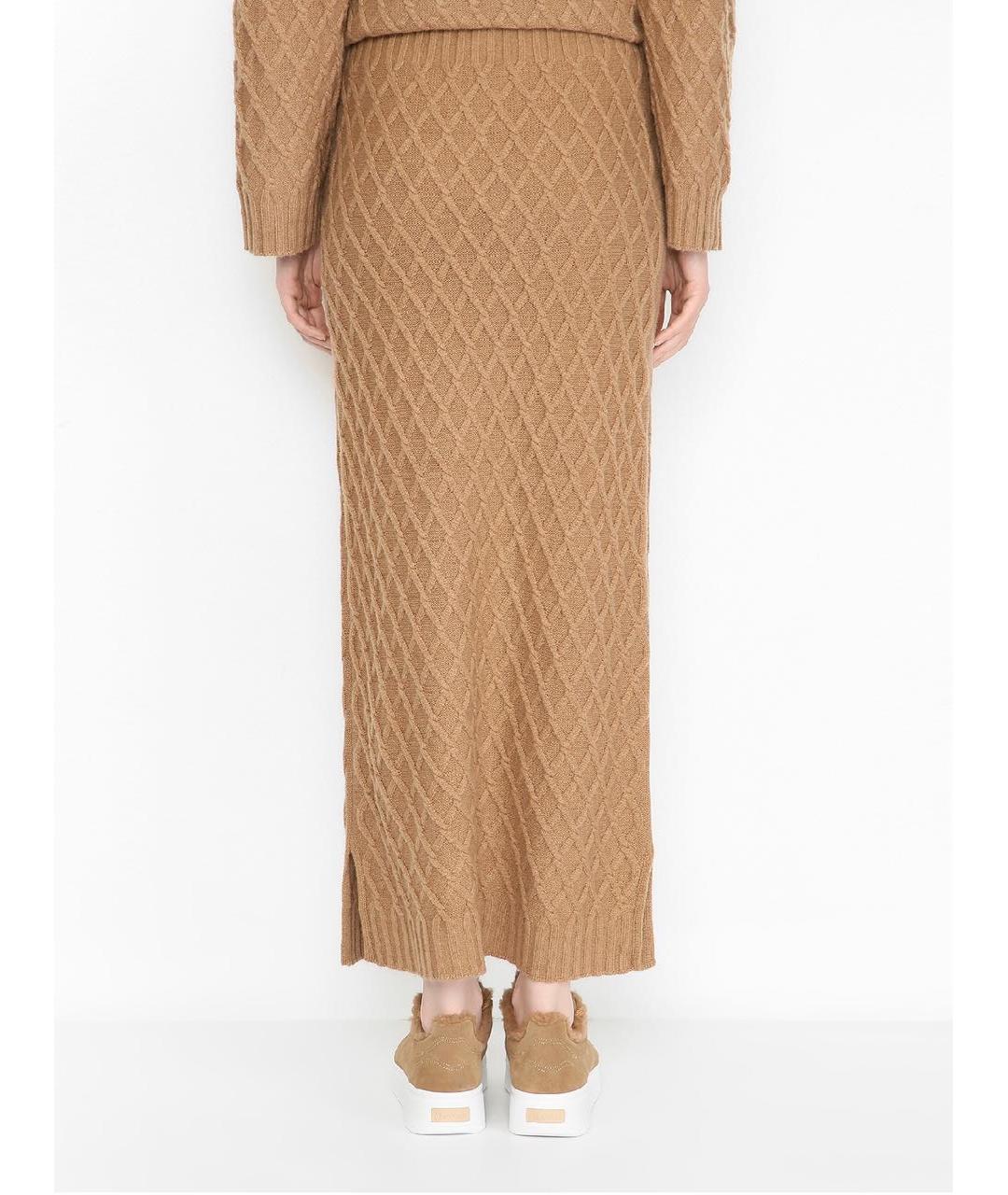 MAX MARA Бежевая шерстяная юбка макси, фото 3