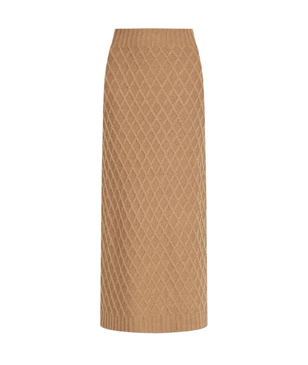 MAX MARA Бежевая шерстяная юбка макси, фото 5