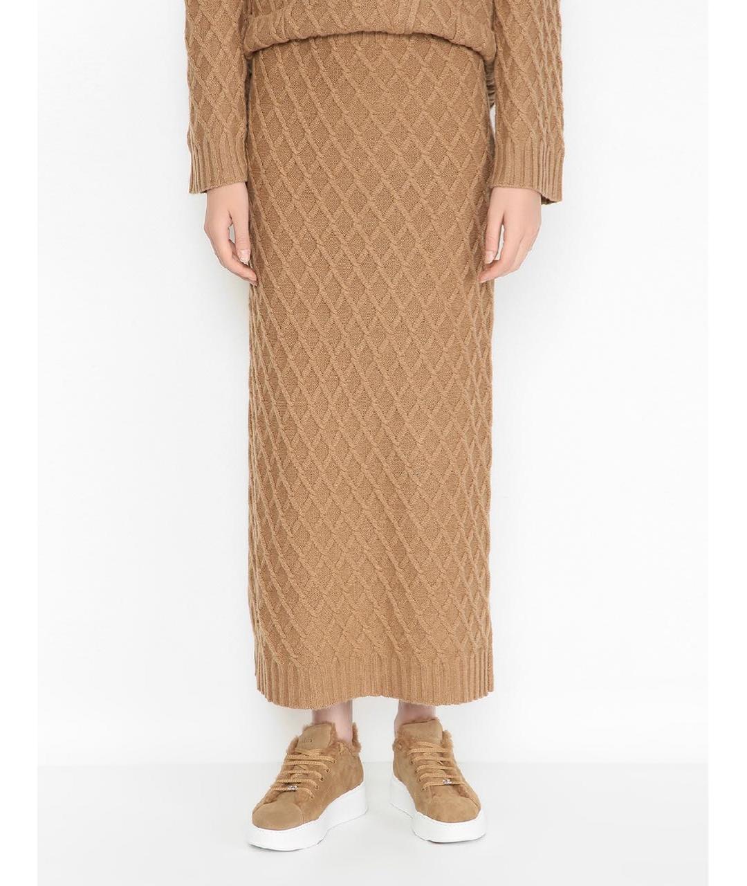 MAX MARA Бежевая шерстяная юбка макси, фото 2