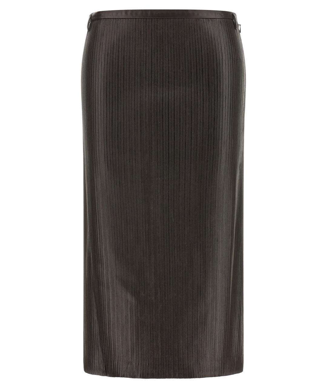 TOM FORD Коричневая кожаная юбка миди, фото 1