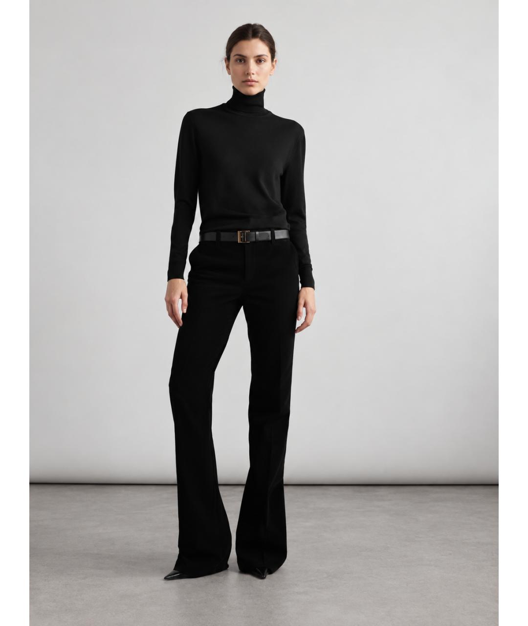 SAINT LAURENT Черные хлопковые прямые джинсы, фото 2