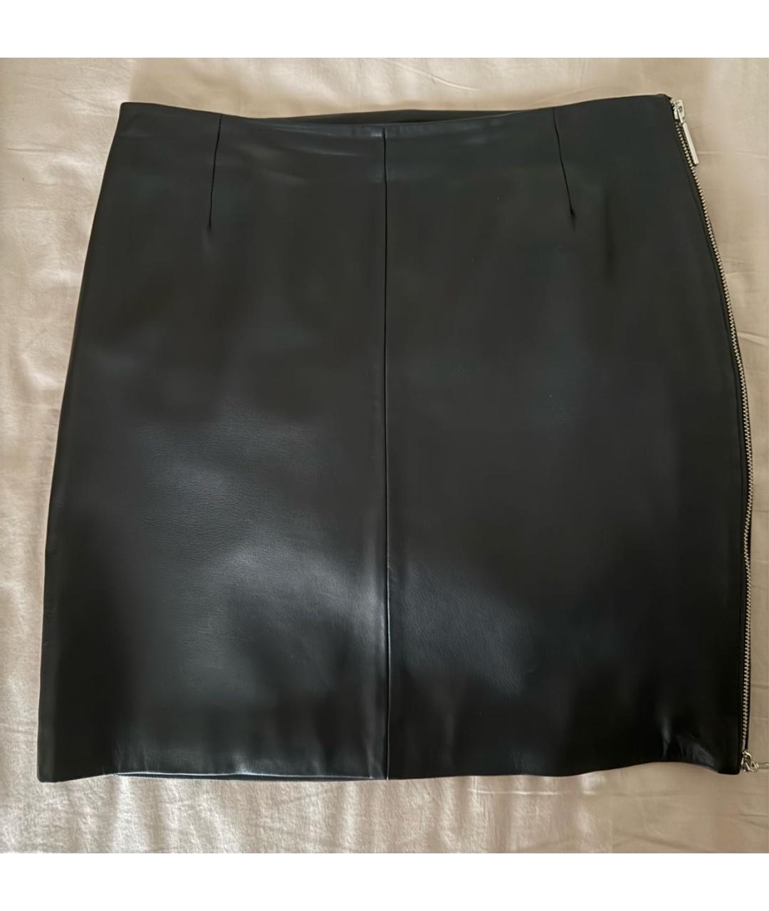 HUGO BOSS Черная кожаная юбка мини, фото 3
