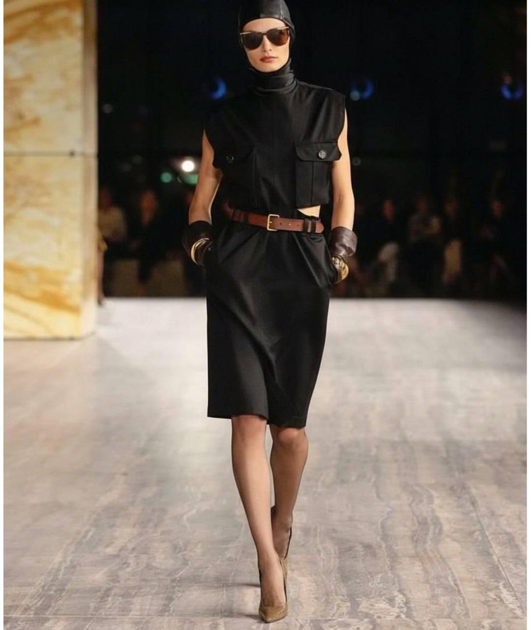 SAINT LAURENT Черное шелковое повседневное платье, фото 4