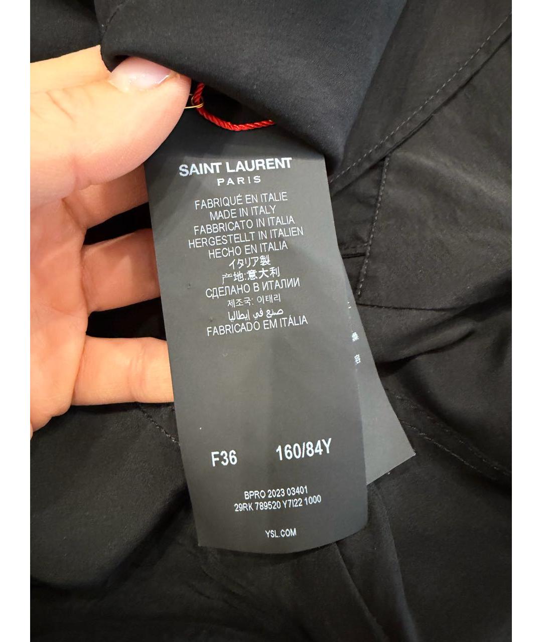 SAINT LAURENT Черное шелковое повседневное платье, фото 8
