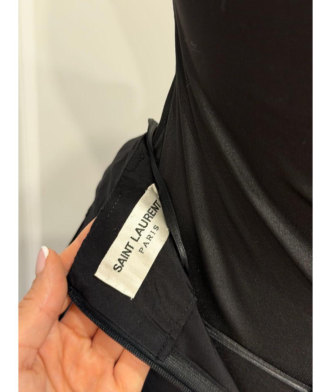 SAINT LAURENT Черное шелковое повседневное платье, фото 7