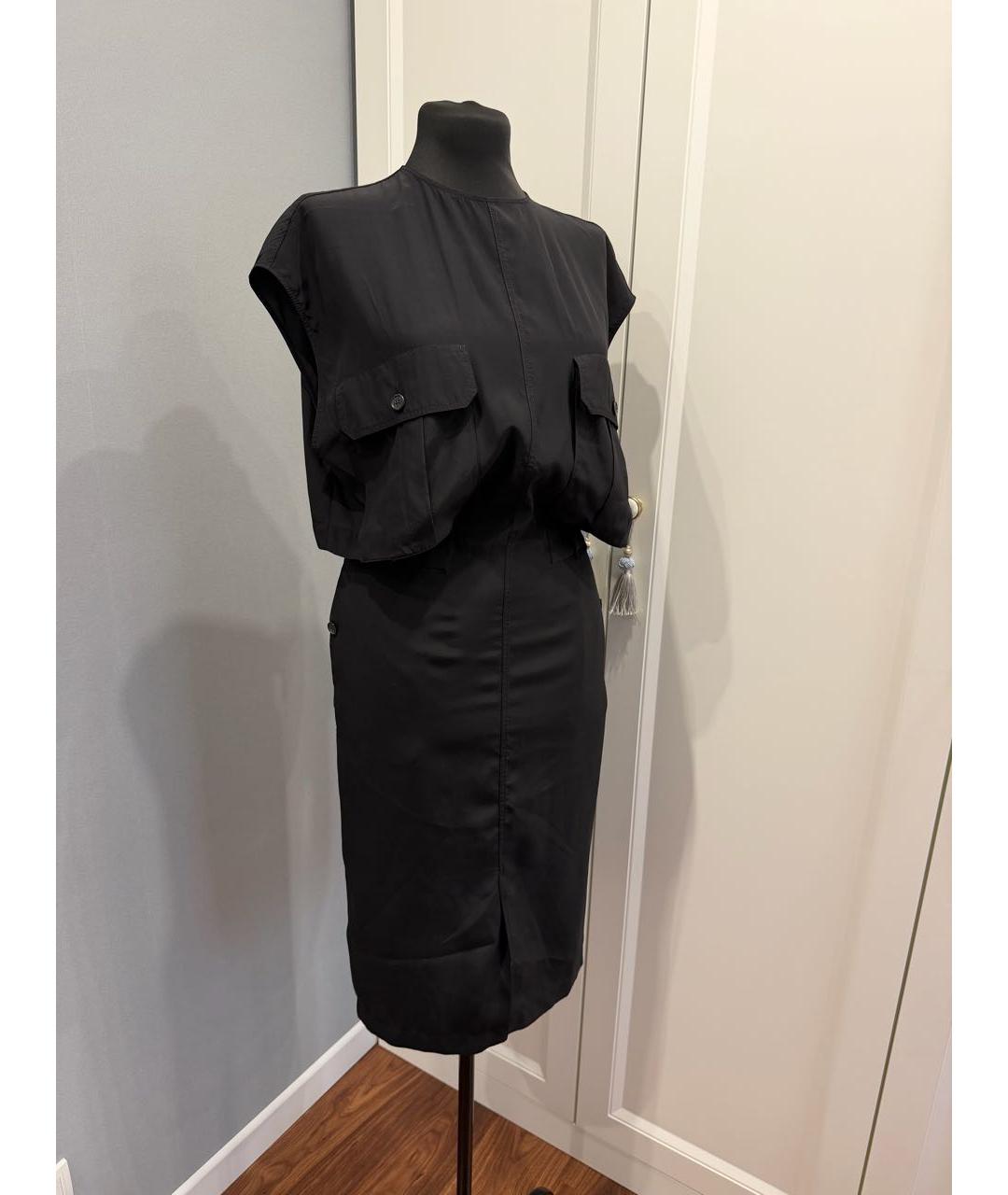 SAINT LAURENT Черное шелковое повседневное платье, фото 5