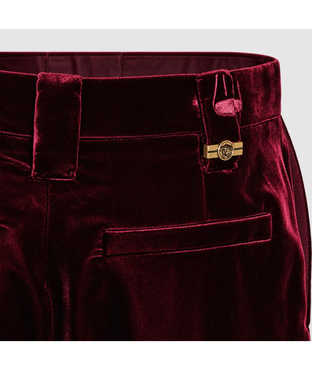 VERSACE Бордовые вискозные прямые брюки, фото 4