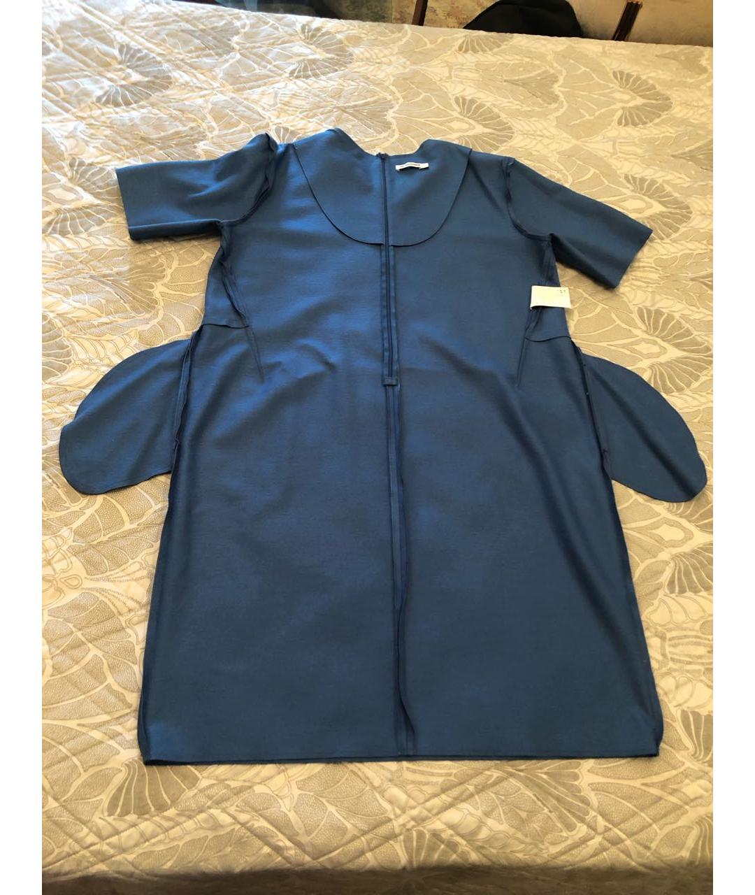 JIL SANDER Темно-синее шерстяное повседневное платье, фото 3