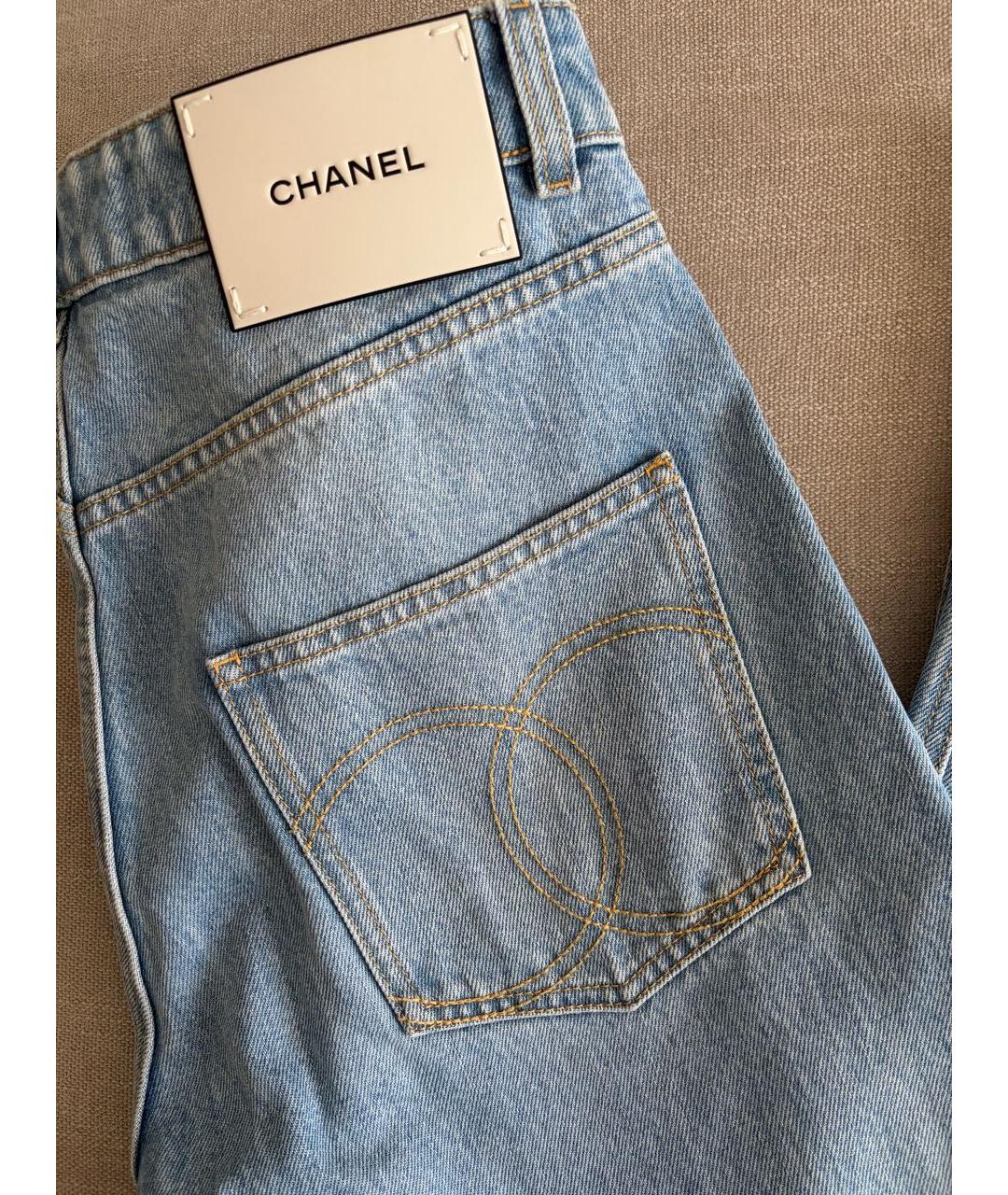 CHANEL Голубые хлопковые прямые джинсы, фото 3