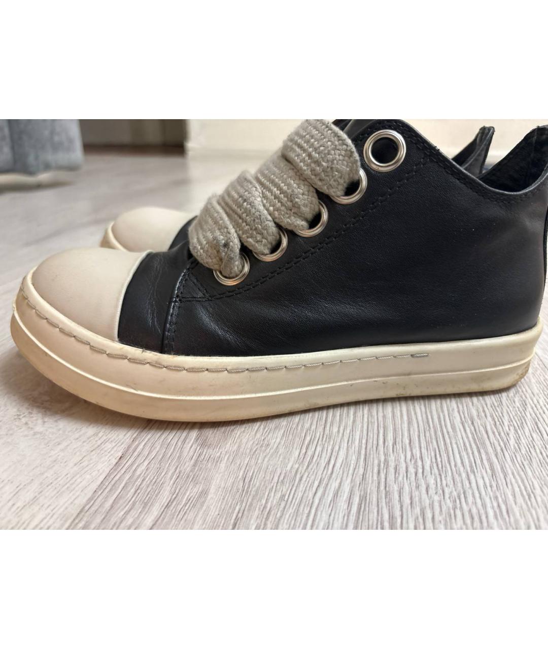 RICK OWENS Белые кожаные низкие кроссовки / кеды, фото 10