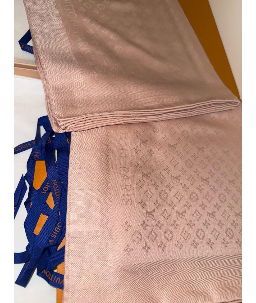 LOUIS VUITTON Розовый шелковый платок, фото 7