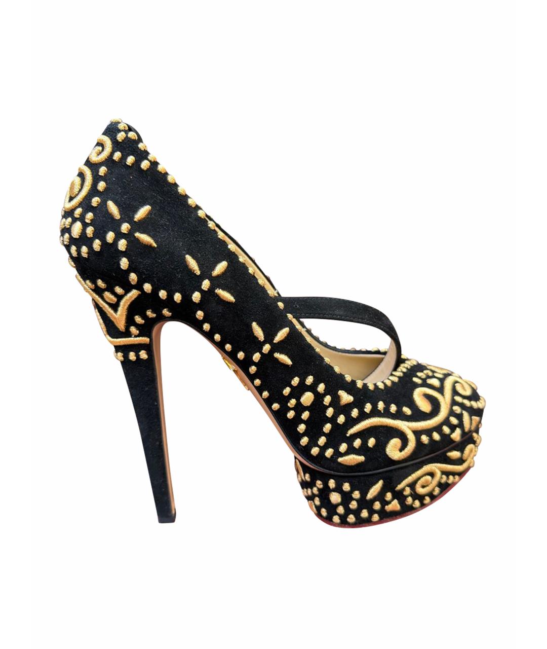CHARLOTTE OLYMPIA Черные замшевые туфли, фото 7