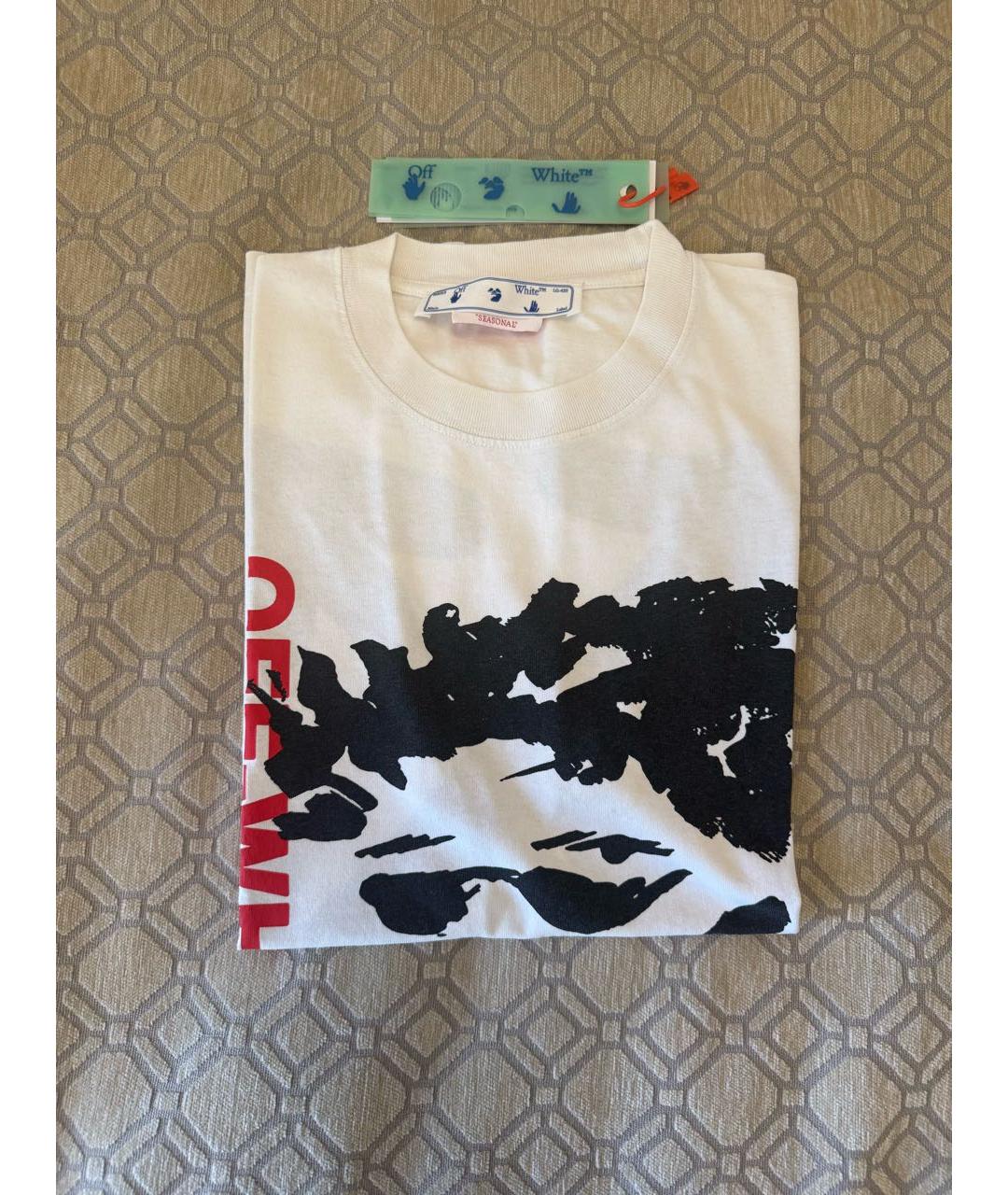 OFF-WHITE Белая хлопковая футболка, фото 3