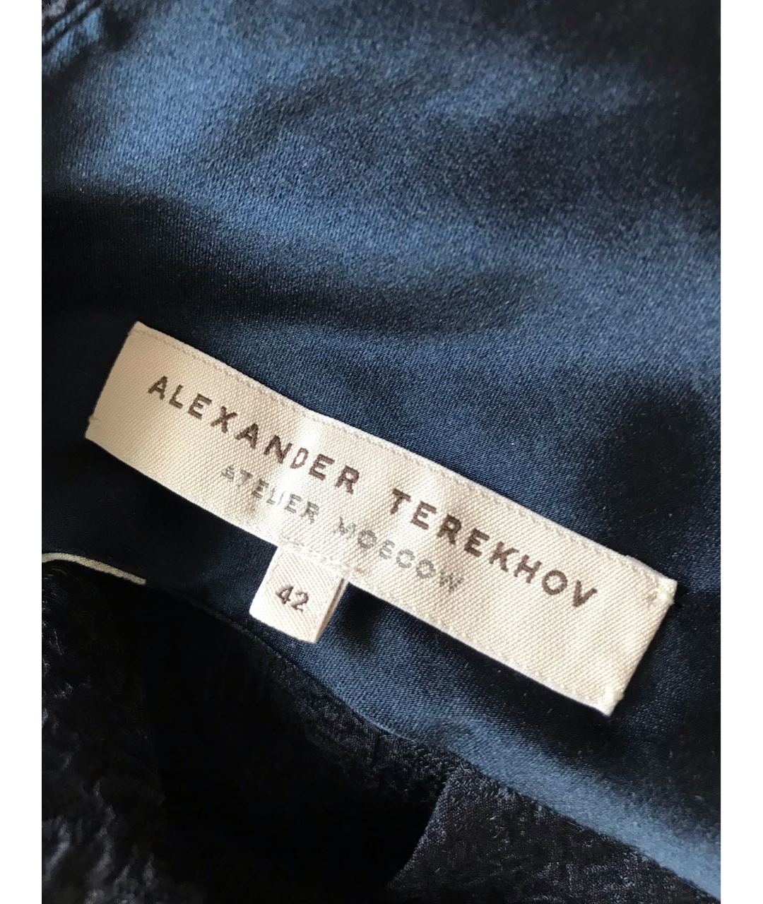 ALEXANDER TEREKHOV Темно-синее шелковое коктейльное платье, фото 4