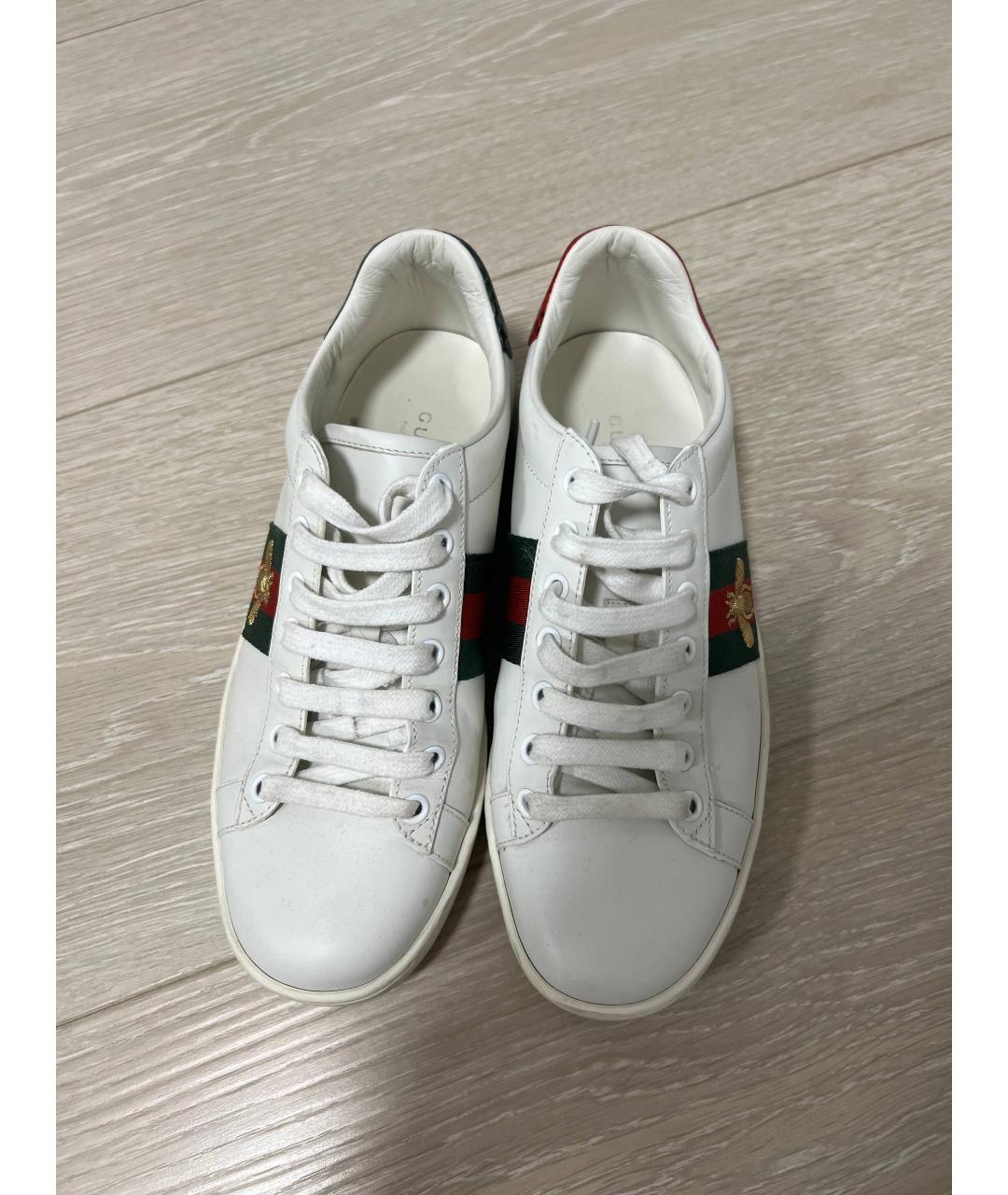 GUCCI Белые кожаные кеды, фото 3