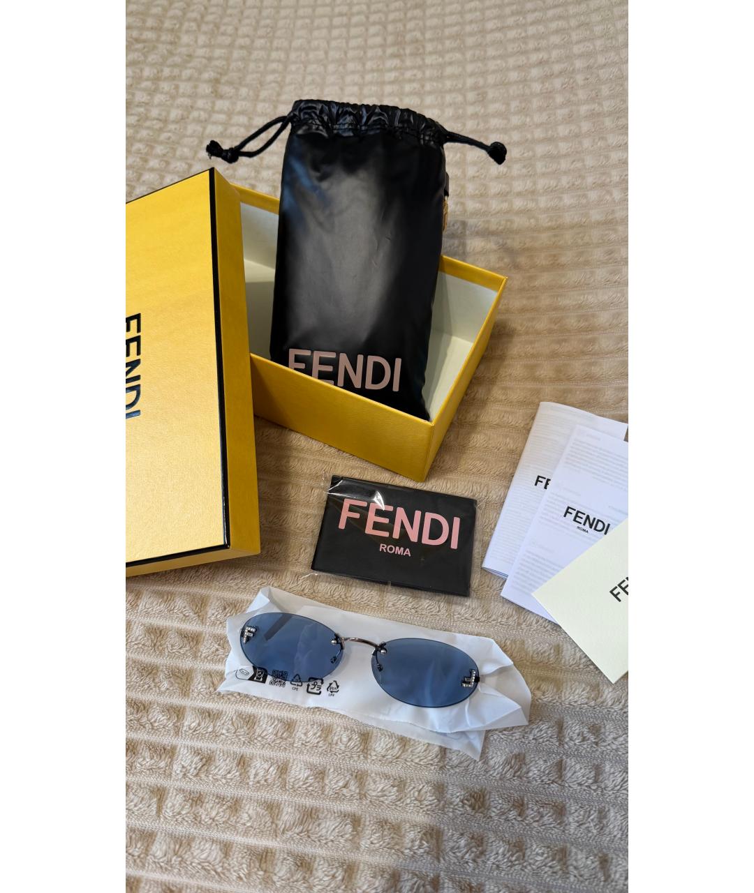 FENDI Голубые металлические солнцезащитные очки, фото 5