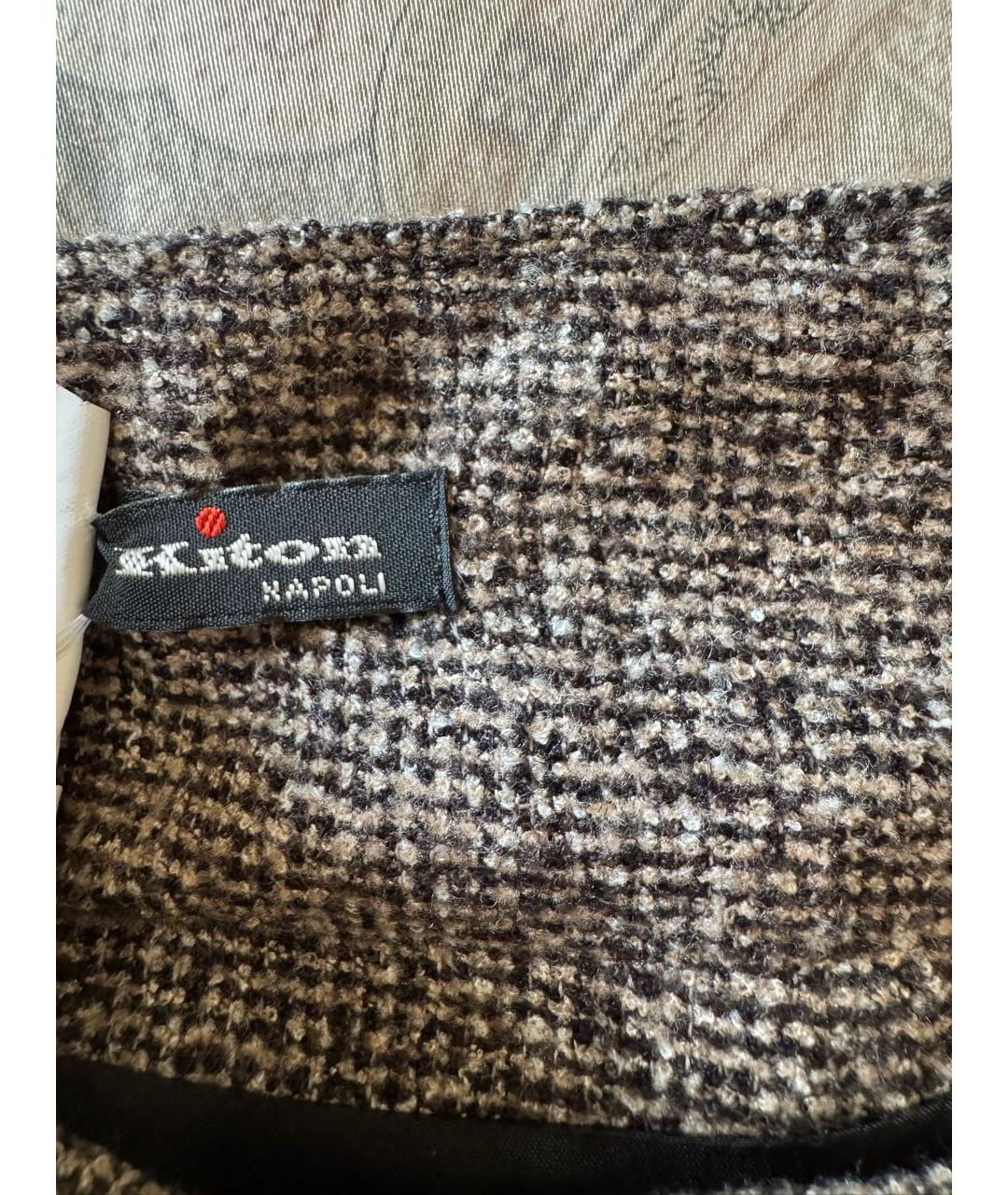 KITON Коричневая шерстяная юбка миди, фото 3