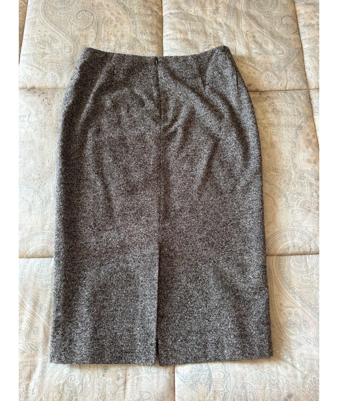 KITON Коричневая шерстяная юбка миди, фото 2
