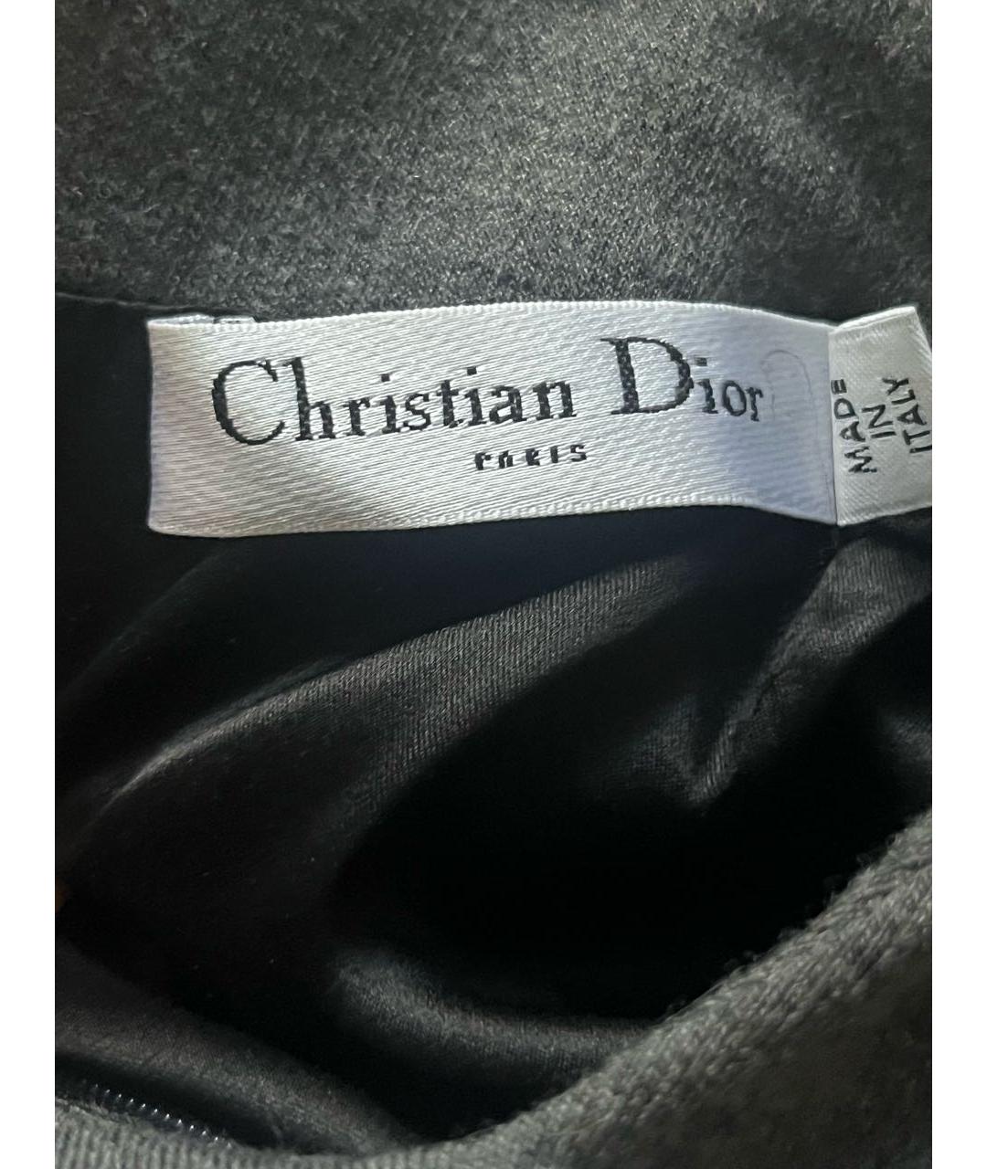 CHRISTIAN DIOR Серое шерстяное повседневное платье, фото 3