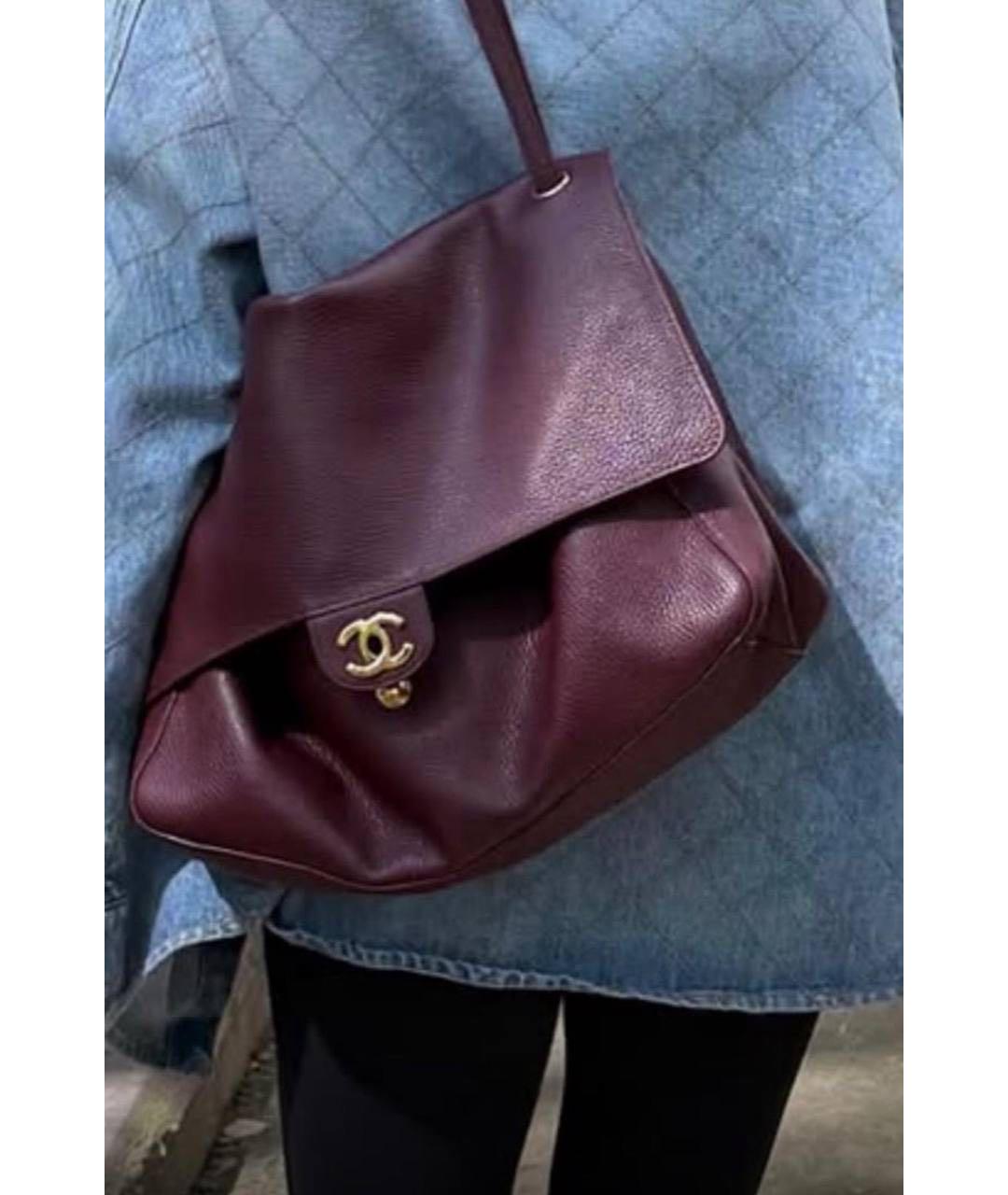 CHANEL Бордовая кожаная сумка тоут, фото 3