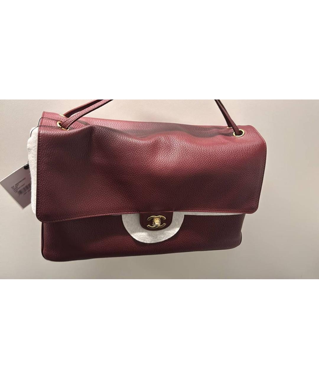 CHANEL Бордовая кожаная сумка тоут, фото 5