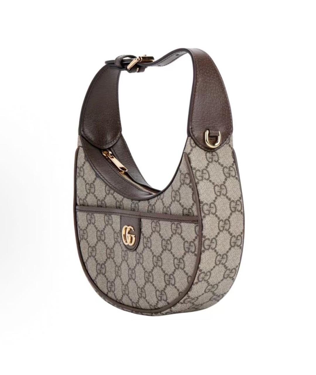 GUCCI Коричневая сумка с короткими ручками из канвы, фото 3