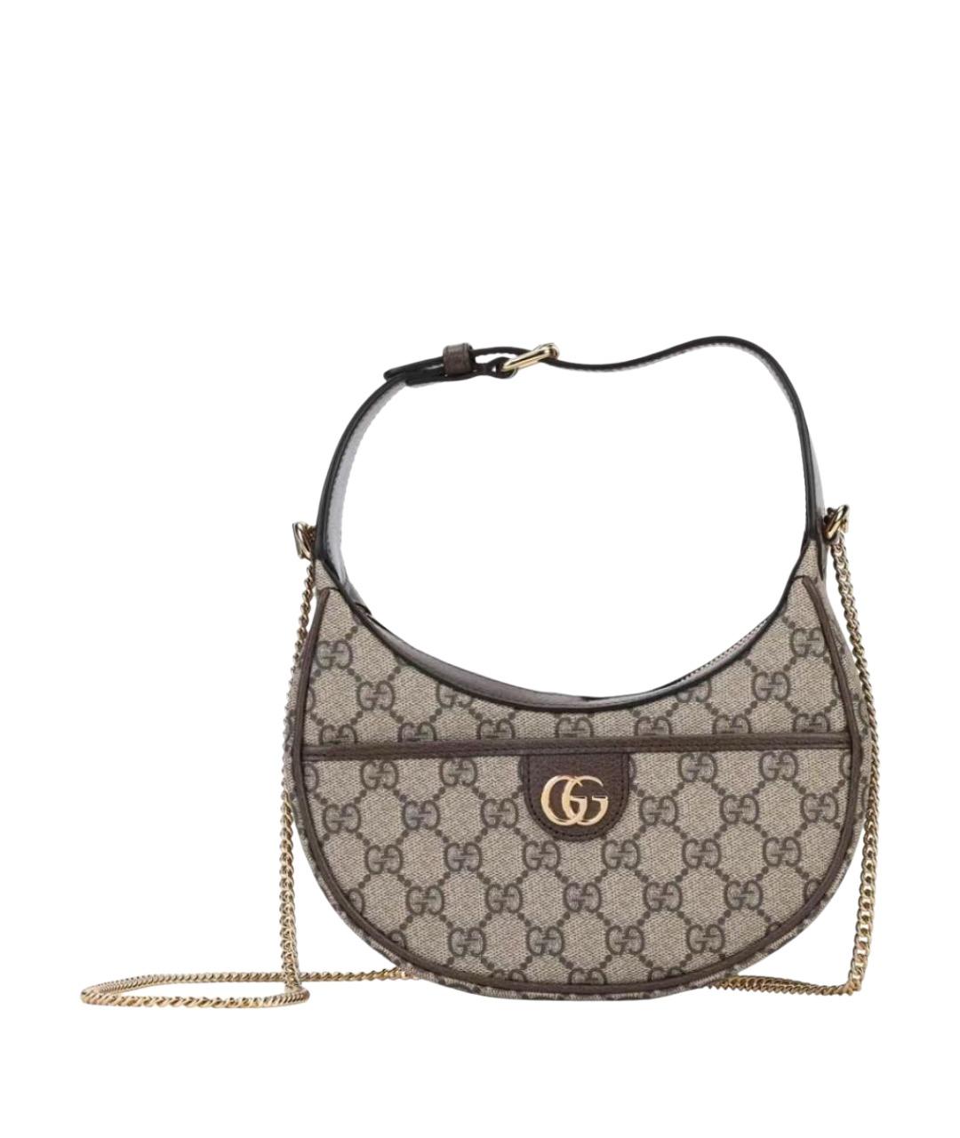 GUCCI Коричневая сумка с короткими ручками из канвы, фото 1