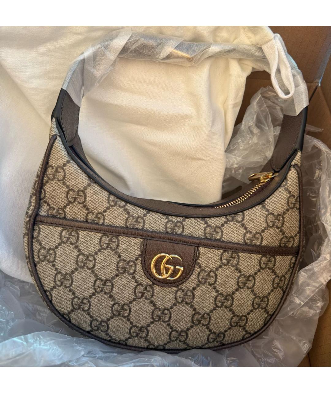 GUCCI Коричневая сумка с короткими ручками из канвы, фото 4