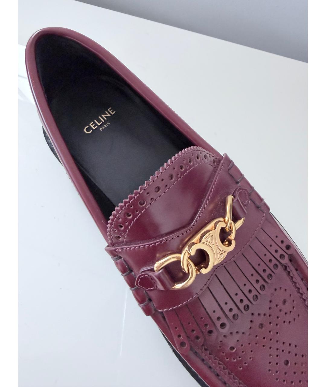 CELINE Бордовые кожаные лоферы, фото 4