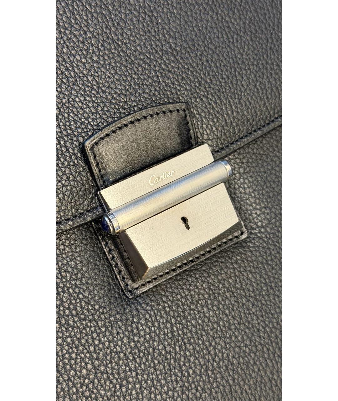 CARTIER Черный кожаный портфель, фото 5