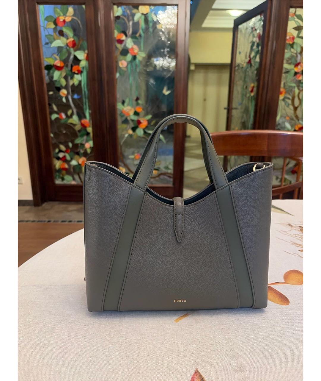 FURLA Зеленая кожаная сумка тоут, фото 3