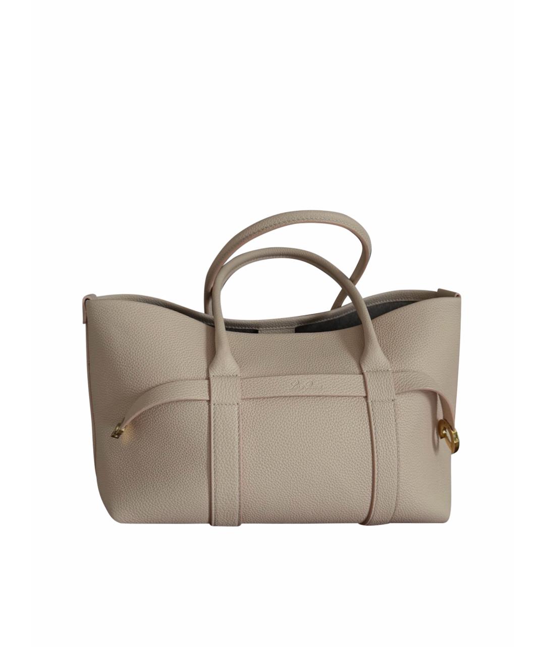 LORO PIANA Бежевая кожаная сумка тоут, фото 1