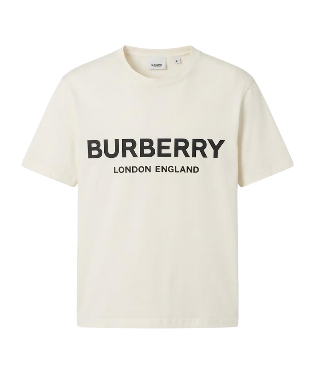 BURBERRY Белая хлопковая футболка, фото 1