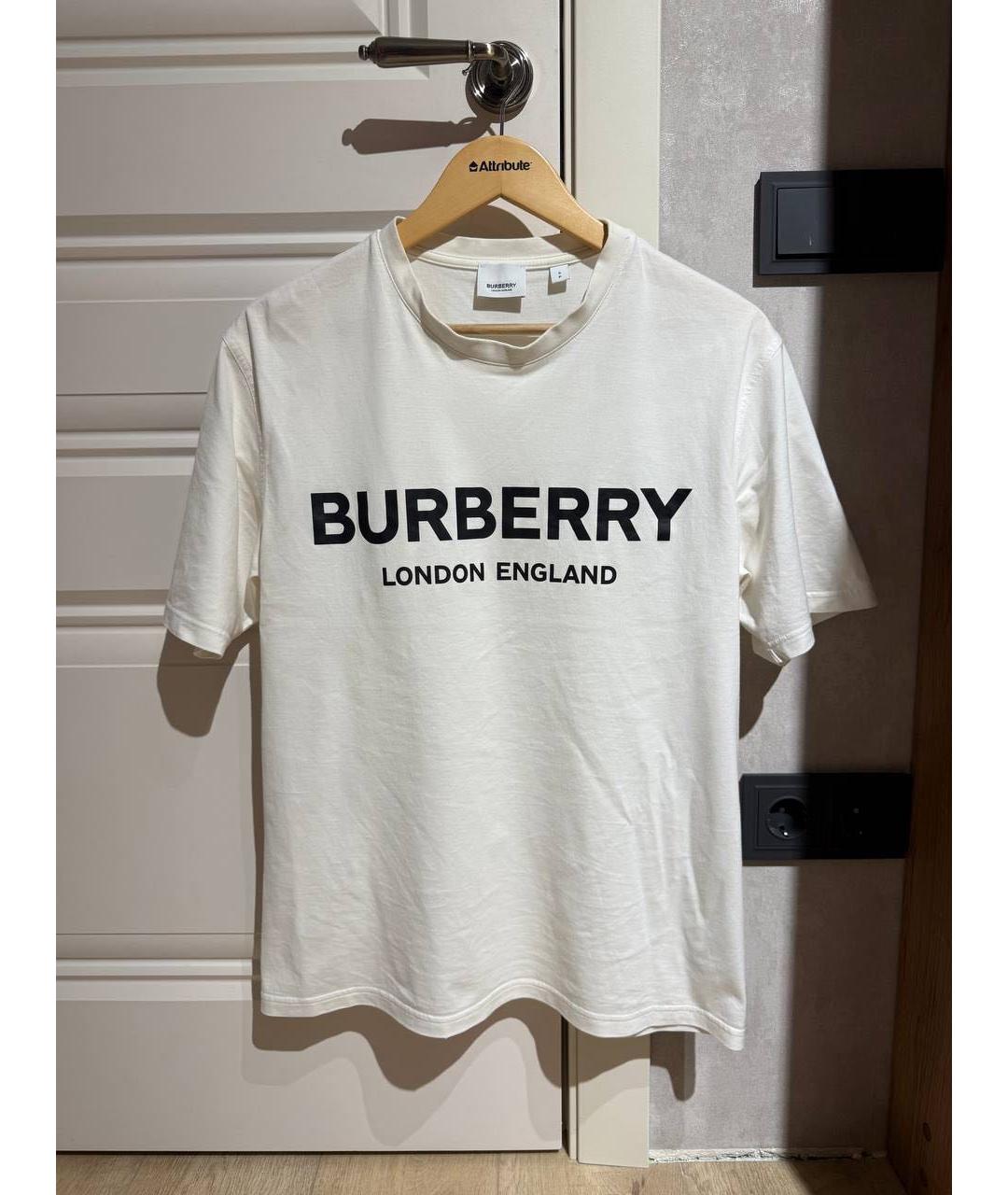 BURBERRY Белая хлопковая футболка, фото 9