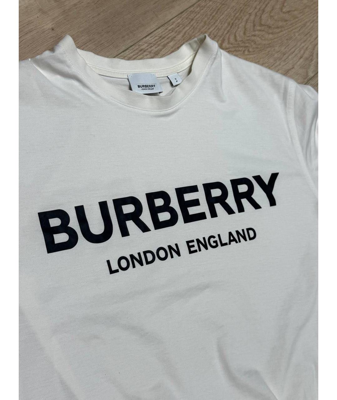 BURBERRY Белая хлопковая футболка, фото 4