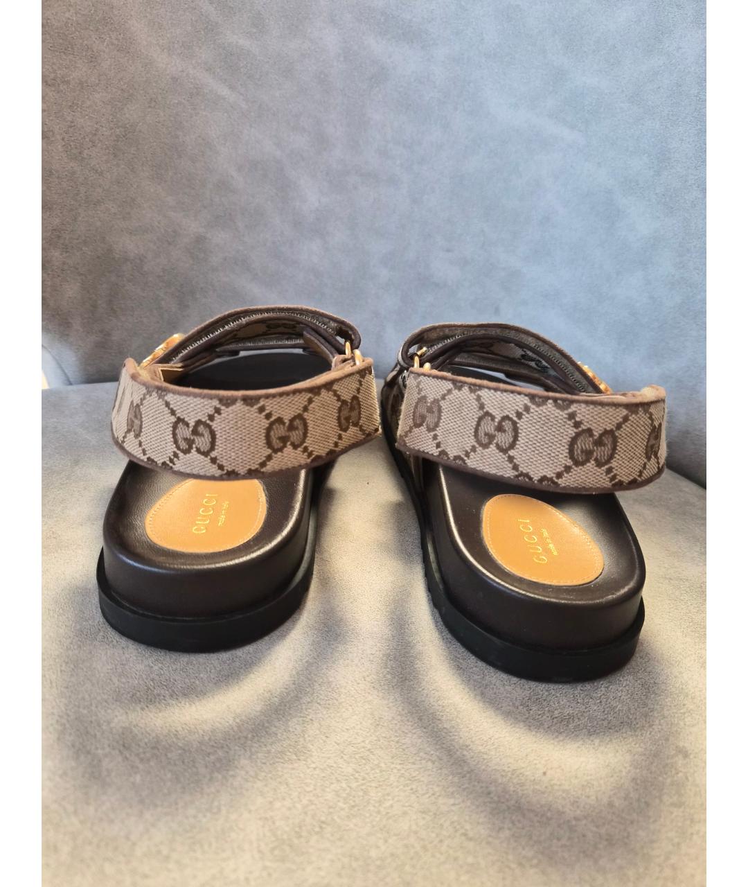 GUCCI Бежевые текстильные сандалии, фото 4
