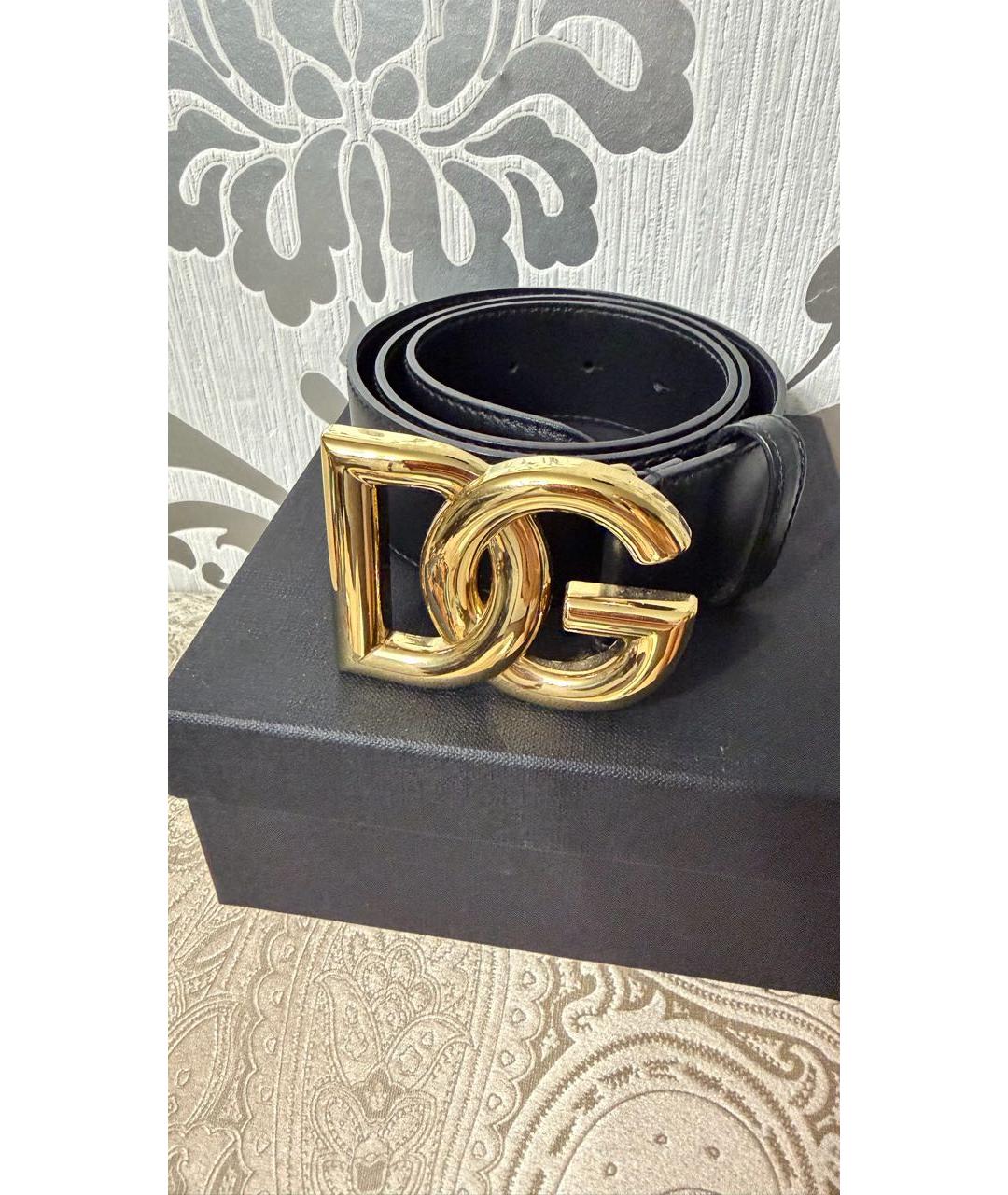 DOLCE&GABBANA Черный кожаный ремень, фото 6
