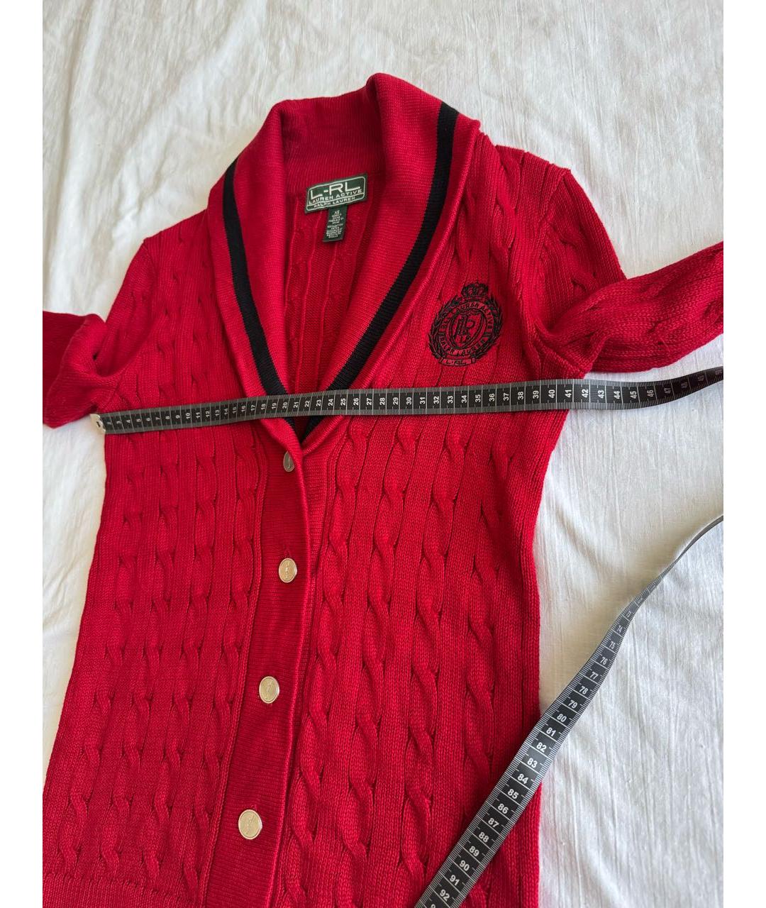 RALPH LAUREN Красный хлопковый кардиган, фото 8